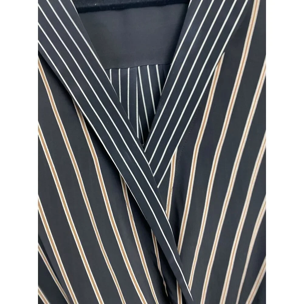 Bailey 44 Airy Faux Wrap Long Sleeve Blouse Top Womens size Medium Stripes Black
